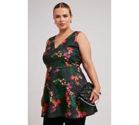 Tropical Print Peplum Top Yours Purple 18