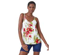 Tropical Print V-Neck Strap Detail Cami Top Roman Ivory 8