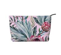 Tropical Protea Pattern, Cosmetic Bag Corduroy Makeup Bag Portable Travel Toiletry Bag