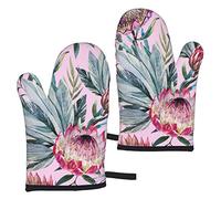 Tropical Protea Pattern Oven Gloves,Heat Resistant Baking Mitts Non-Slip Kitchen Oven Mitts 1 Pair