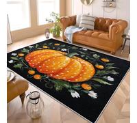 Tropical Pumpkin Pattern Flannel Rug for Living Room & Bedroom Soft Fluffy Carpet Yellow Non-Slip, Machine Washable, Kids Area Rug Mat for Playroom & Floor Protector 60x90 cm