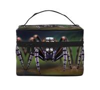 Tropical Rain and Spider Design Makeup Bag - Large Capacity Travel Storage for Women’s Essentials
