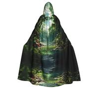 tropical rain forestHalloween printed hooded cape adult party robe masquerade and role play. Carnival wizard cape
