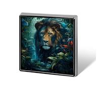 Tropical Rainforest Animal Lion Custom Lapel Pins Square Brooch Tie Suit Dress Accessories for Men Women Wedding Birthday