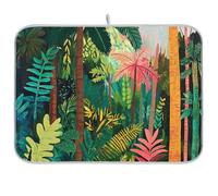 Tropical Rainforest Art Green Reusable Drying Dish mat 18x24 Rectangle Large Kitchen countertop mat Decorative Home Decor Essentials