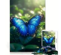 Tropical Rainforest Blue Morpho Butterfly 1000-piece Puzzle for Teenagers Brain Activity Soothing Downtime Accurate Cut Lovely Gift (38x26cm)