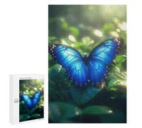 Tropical Rainforest Blue Morpho Butterfly Adult Tabletop Puzzle, 1000 PCS - New Year Decoration; for Shared Table Time