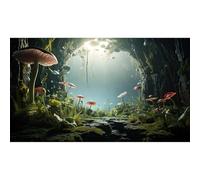 Tropical Rainforest Cave Aquarium Background Foggy Rock Mountain Fish Tank Background Mushroom Lush Green Moss Terrarium Backgrounds Mysterious Jungle Plants Scenery Reptile Tank Backgrounds 48x24in