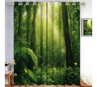 Tropical Rainforest Curtains 52"W x 84"L Sunlight Moss Tree Trunk Room Darkening Curtains Thermal Insulated Energy Saving Super Soft Eyelet Blackout Curtain for Bedroom Light Dark Green 2 Panels