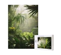 Tropical Rainforest Jungle Scene Printed Jigsaw Puzzle with Storage Box, Wooden Puzzle for Adults and Kids, 300 Pieces Family Fun Decorative Game
