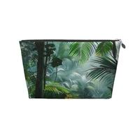 Tropical Rainforest Jungle Scene Printed Travel Cosmetic Bags with Silver Zipper Makeup Organizer Cosmetic Case Toiletry Bag for Women Mom Girls
