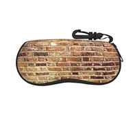 Tropical Rainforest Jungle Scene Soft Shell Sunglasses Case, Ultra-Light Portable Neoprene Zipper Glasses Case Hook, unisex, Industrial Brick Wall Background, One Size