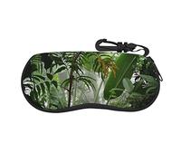 Tropical Rainforest Jungle Scene Soft Shell Sunglasses Case, Ultra-Light Portable Neoprene Zipper Glasses Case Hook, unisex, Tropical Rainforest Jungle Scene, One Size