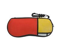 Tropical Rainforest Jungle Scene Soft Shell Sunglasses Case, Ultra-Light Portable Neoprene Zipper Glasses Case Hook, unisex, Composition in Red Yellow Blue and Black, One Size