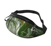 Tropical Rainforest Jungle Scene Sport Waist Bag Travel Bumbags with Zipper and Earphone Hole, Running Fanny Pack Waist Pack with Adjustable Belt for Men Women