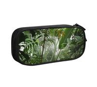 Tropical Rainforest Large Capacity Double Layer Pencil Case,Customizable Full Print Polyester Fabric Organizer-School, Office, Travel Makeup Pouch