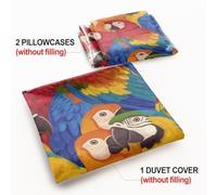 Tropical Rainforest Macaw Duvet Cover Colorful Parrot Bedding Set - Soft Microfiber Comforter Cover with Pillowcases for Bedroom Decor (style5,King 240x220cm+65x65cm*2)