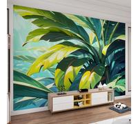 Tropical Rainforest Mural Large Banana Leaf Mural Green Botanical Wall Murals Jungle Plant Wallpaper for Bedroom Not Peel and Stick Wall Decal for Living Room 450 x 305 cm