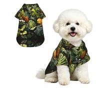 Tropical Rainforest Palm Leaves Breathable Hawaiian Dog Shirt Summer Button Up Top for Small Medium Dogs L
