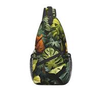 Tropical Rainforest Palm Leaves Casual Crossbody Bag Durable Large Capacity Lightweight and Breathable Suitable for Various Outdoor Venues