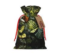 Tropical Rainforest Palm Leaves Christmas Gift Bags with Colorful Drawstring for Party Favors Present Wrapping Holiday Gift Bags Xmas Gift Treat