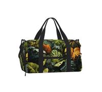 Tropical Rainforest Palm Leaves Duffel Bag with Shoe Compartment - Lightweight Water-Resistant Holdall Gym Bag with Built-in Wet and Dry Separation Pouch