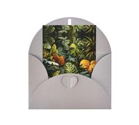 Tropical Rainforest Palm Leaves Greeting card, blank inner page, includes envelope, 10 cm x 15 cm, for anniversary and party invitations.