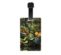 Tropical Rainforest Palm Leaves Print PVC Luggage Tags 3.3x2.1 in, Suitcase Identifier ID Card,for Travel Bags, Accessories