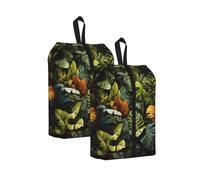 Tropical Rainforest Palm Leaves Print Shoe Storage Bag, One Size Waterproof Shoe Pouch with Handle, for Gym Travel and Daily Use Organizer
