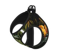 Tropical Rainforest Palm Leaves Print Soft Pet Harness and Leash Set, Adjustable Mesh Puppy Vest Harness for Small Medium Large Dogs and Cats