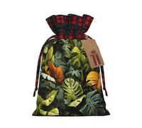 Tropical Rainforest Palm Leaves Printed holiday drawstring bag 8.3x11.8 inch Christmas party decoration gift bag