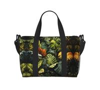 Tropical Rainforest Palm Leaves Printed Tote Travel Bag With Adjustable Shoulder Strap Suitable For Travel And Sports