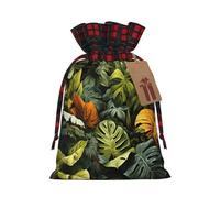 Tropical Rainforest Palm Leaves Two Color Drawstring Gift Bag M Beautiful Convenient Suitable For Christmas Birthdays