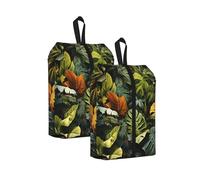 Tropical Rainforest Palm Leaves Water Resistant Travel Shoe Bag with Handle for Suitcase Sneakers Boots Gym 2PCS