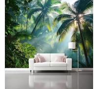 Tropical Rainforest Palm Trees Wall Mural Wallpaper 350 x 256(WxH), Non-Woven Green Print Photo Wallpaper, 3D Art Poster Decor for Bedroom Office, Perfect for Effortless Room Makeover