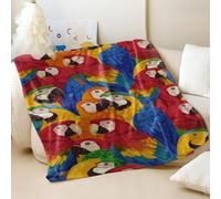 Tropical Rainforest Parrot Printed Blanket, Vibrant Flannel Throw Blanket, Personalized Bedding for Sofa and Bedroom Decor (05,200x200cm)
