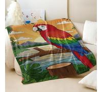Tropical Rainforest Parrot Printed Blanket, Vibrant Flannel Throw Blanket, Personalized Bedding for Sofa and Bedroom Decor (03,200x200cm)