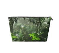 Tropical Rainforest Print Makeup Bag, Small Travel Cosmetic Bag Toiletry Bag Portable Makeup Pouch with Silver Zipper for Women Girls
