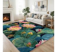 Tropical Rainforest Printed Area Rug 160 x 230 cm, Plants Cactus Floral Machine Washable Carpet Short Pile Non-Slip Carpet - Multicoloured Indoor Floor Rug for Dining Room Bedroom Office Home Decor