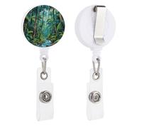 Tropical Rainforest Retractable Badge Reel - Personalized ID Name Badge Holder with Lanyard Cute Badges Reel Holder Round Nurse Doctor Name Tag Badges Clip for Work