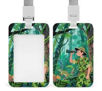 Tropical Rainforest Retractable ID Badge Holder with Lanyard - Vertical Badge Reel,Keychain Clip,Name Tag Id Card Holder Protector for Nurse Officer Teacher Security Staff Women Men