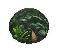 Tropical Rainforest Reusable Shower Cap for Women, Double Waterproof Layers Bath Hat, Hair Treatment Essentials