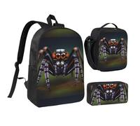 Tropical Rainforest Spiders 17 Inch Backpack Lunch Bag Pencil Case Set, Cute Print, Durable Oxford Cloth.