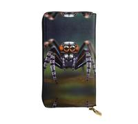 Tropical rainforest spiders Long leather wallet, portable credit card holder, zippered coin purse, and ID compartment