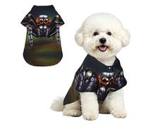 Tropical rainforest spiders M Pet Hawaiian Shirt for Small Dogs-Cute Summer Beach Outfit for Puppy, Soft Breathable Cat Clothes with Buttons