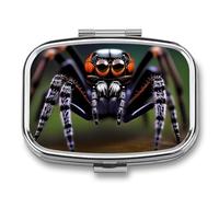 Tropical Rainforest Spiders Pill Box 2 Compartment - Small Metal Medicine Organizer Portable Pill Case for Purse Pocket Travel Vitamin Organizer for Men Women, BPA-Free