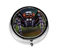 Tropical Rainforest Spiders Round Pill Box. Portable Daily Medication Organizer, Travel-Friendly Design.