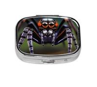 Tropical Rainforest Spiders Square Pill Box with Full Print Design - Portable Metal Travel Case for Vitamins & Medication, 2.2x1.6x0.7 Inch.