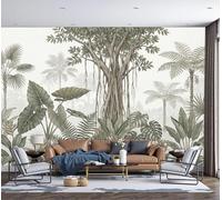 Tropical Rainforest Wall Murals, 350x256cm Photo Mural Printed Banyan Tree Monstera Wall Covering Fabric, Large Photo Wallpaper for Living Room Bedroom Office Kids DIY Decoration, Olive Green