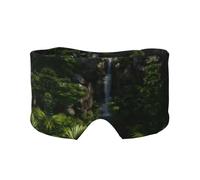 Tropical Rainforest Waterfal Print Sleep Eye Mask with Earmuffs - Block Out Light Contoured Night Blindfold Eye Sleeping Mask with Ear Cover for Men Women Side Sleeper Night Gift
